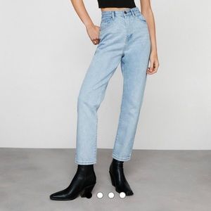 NASTY GAL Organic Denim High Waisted Mom Jeans- bleach wash